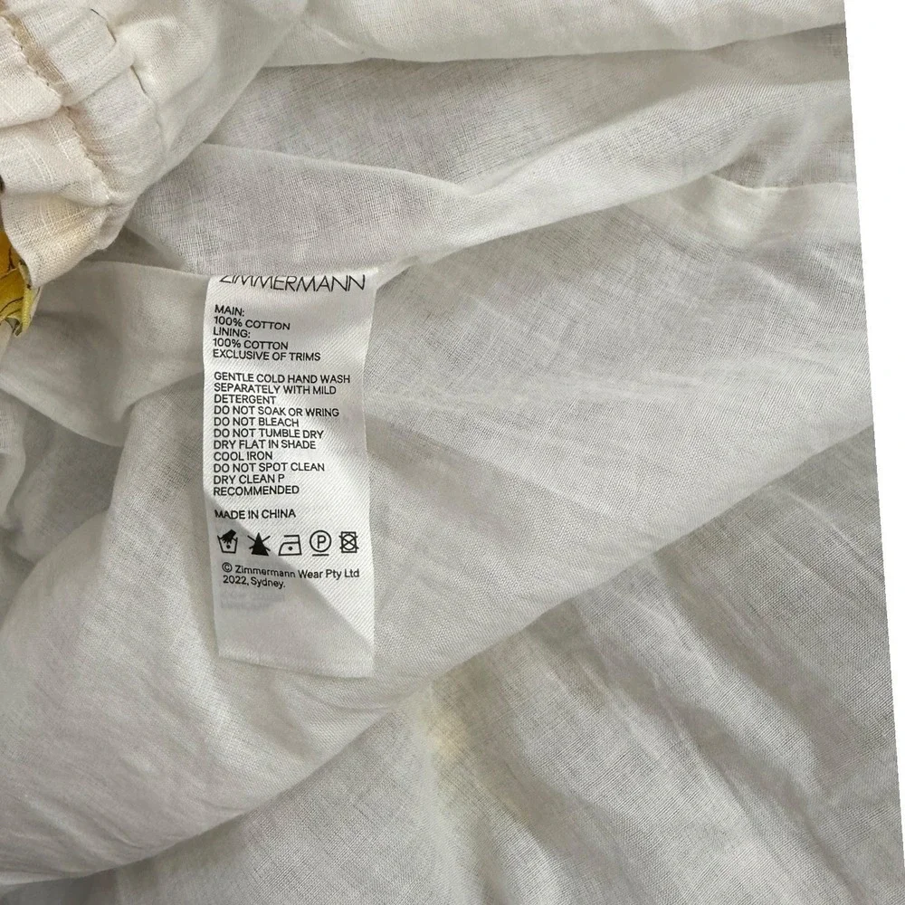 Zimmermann Jeannine Matching Skirt Set Yellow Floral Girls 6/8 Logo Print